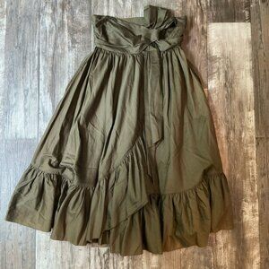 NWOT Diane Von Furstenberg Olive Green Strapless Dress in Size 4